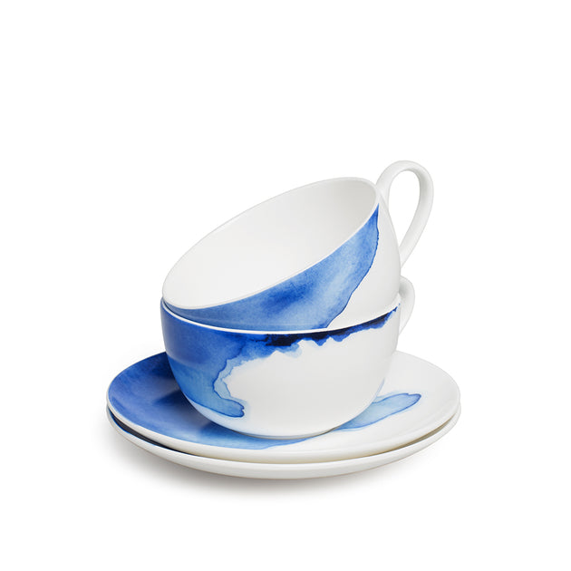 Rick Stein Set 4 Tazze In Porcellana Ossea Coves Of Cornwall - Tè E Caffè Con Disegni Acquerello Delle Baie Della Cornovaglia