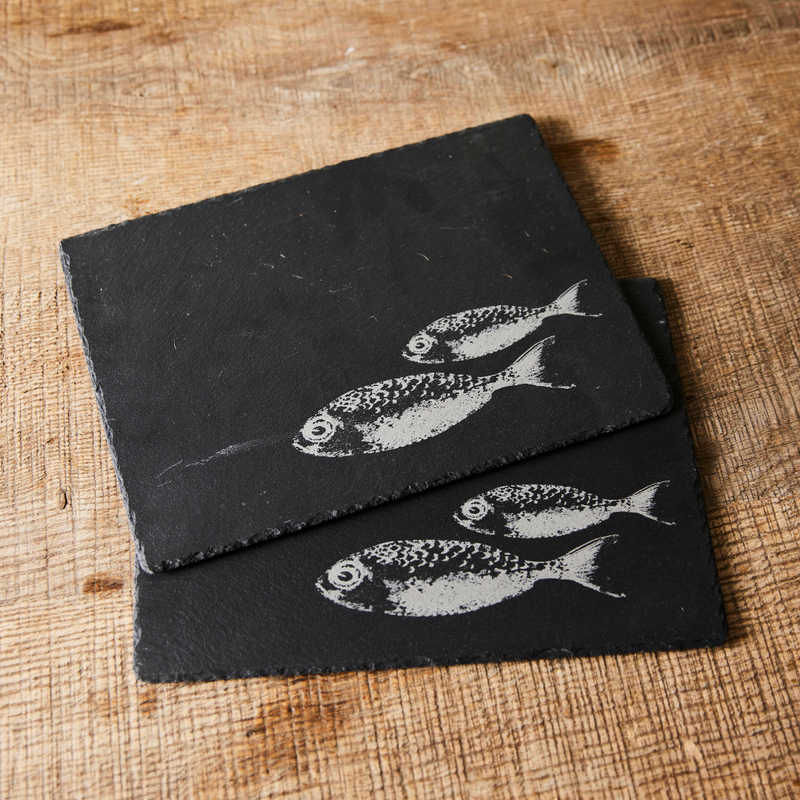 Kate Stein Designs - Slate Placemats with Two Fish