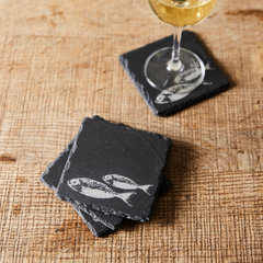 Kate Stein Designs - Slate Coasters with Two Fish