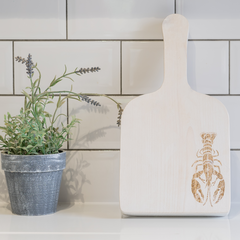 Fern & Thistle Small Serving Board with Handle - Lobster Design