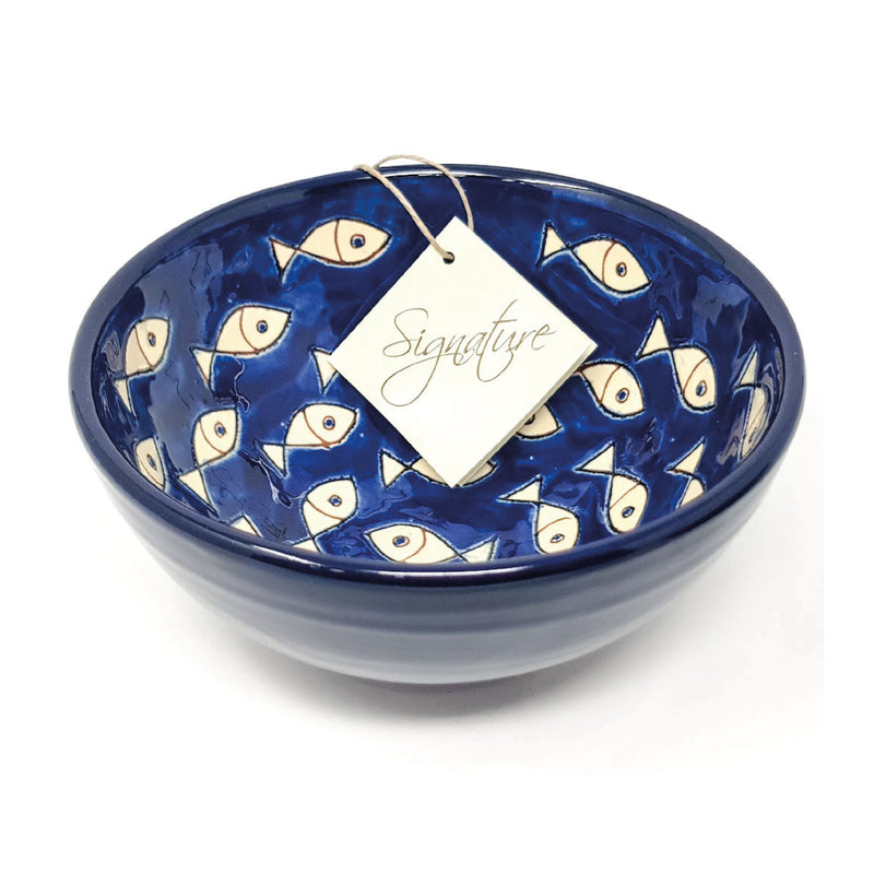 Blue and White Fish Ceramic Appetiser Bowl